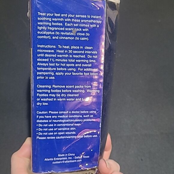 BED BUDDY Warming Footies AROMATHERAPY Soothing FOOT Socks WARMERS Navy Blue - Picture 3 of 4